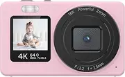 Generic Digital Camera, 4K 48MP Dual Screen Digital Camera, Automatic Focus, Portable Small Point and Shoot Digital Cameras with 18X Zoom for Kids Teens Adult Beginner (Rosy)