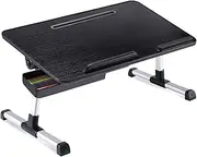 Laptop Desk for Bed, Adjustable Bed Table for Laptop, Lap Desks Trays with Storage Drawer and Non-Slip Baffle, Portable Lap Desks with Foldable Legs for Working, Studying, Reading and Eating