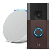 Battery Video Doorbell (Venetian Bronze) and Echo Pop (Glacier White)