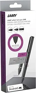 LAMY Safari Twin Pen EMR All Black (PC/EL tip) - 2-in-1 Stylus Pen for Many Android Devices & Ballpoint Pen in one - with Ergonomic Grip - Writing & Drawing on Digital Media & Paper