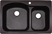 [FRANKE] DIG62F91-MOC Gravity 33" Dual Mount Granite Offset Double Bowl Kitchen Sink, Mocha