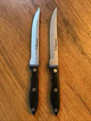 Cordon Bleu Black Wood High Carbon Steel Steak Kitchen Knives lot of 2 Japan