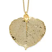 Fashion 24K Gold Dipped Real Aspen Leaf With 20 Inch Gold-Tone Necklace
