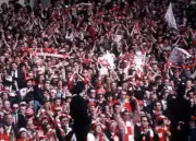 Arsenal 2 v Liverpool 1 A huge crowd of Liverpool fans cheering th- Old Photo