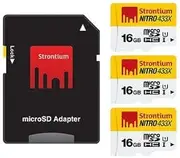 Strontium Nitro Micro SD Memory Card with SD Adapter, 16 GB (Pack of 3)