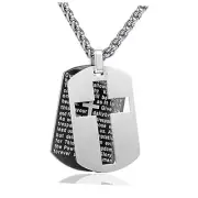 Fashion Titanium Steel Lord's Prayer Cross Dog Tag Pendant Black Dog Tag