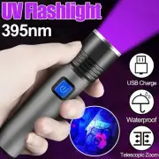 395nm UV Flashlight Zoomable USB Rechargeable UV Light Ultraviolet Flashlight