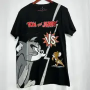 SouthPole Tom & Jerry Shirt Short Sleeve Metallic Men’s Cartoon Chase Black