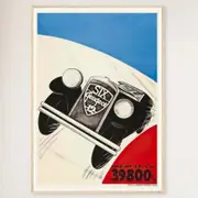 Galrie Stunning Vintage French Automobile Racing Poster with Classic Tricolour Design, Wood Frame, A3 30 x 42cm (12 x 16inch)