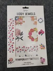 NEW SPORTSGIRL BODY JEWELS Temporary TATTOOS 2 Pages Floral Dress Up Party #1