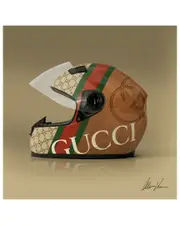Empire Art Direct Gucci Fabulous Helmet Frameless Free Floating Tempered Glass Panel Graphic Wall Art