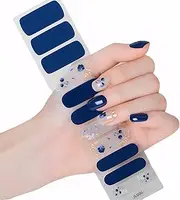 Kintiva Semi-Cured Gel Nail Wraps with UV Lamp Starter Kit, 11 Sizes & 4 Designs (Blue)