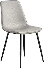 SJIALEN Kitchen Dining Chair,Backrest Negotiate Restaurant Leather Reception Chairs for Bedroom Living Room Leisure Chairs Chairs(Color:Light Gray)