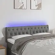 Bed Headboard LED, Beds Head Frame LED Headboard Dark Grey 160 cm Fabric