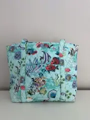 Vera Bradley NWT Small Vera Tote Bag ANTILLES TREASURE Sea Life/Ocean Blue