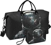 [ZRYSMY] Astronaut Space Helmet Duffel Bag for Traveling, Travel Bag Gym Bag, with Multiple Interior Pockets Shoulder Weekender Bag for Women Men with Toiletry Bag 20.5L x 1.9W x 13.8H, Multi-Colored
