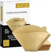 [Pro Mael] Cone Coffee Filters #4, Number 4 Coffee Filter 8-12 Cup for Drip Coffee Maker, Unbleached Natural (100, #4)
