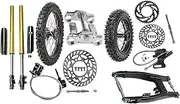YC Yier Off Road Dirt Bike Wheel Set: 14" / 12" Front & Rear Tire Tube Rim, 60/100-14 & 80/100-12, 735mm 45/48mm Front Forks Triple Clamp & Swing Arm Disc Brake Kit for Pit Bike 50/70/90/110/125/140cc