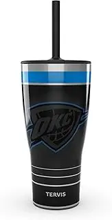 Tervis Traveler NBA Oklahoma City Thunder - Night Game Triple Walled Insulated Tumbler Travel Cup Keeps Drinks Cold & Hot, 30oz with Straw Lid, Stainless Steel