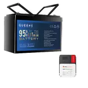 1PC Queens 12V 95AH Lithium Battery LiFePO4 1PC SRNE 60A Solar Charge Controller