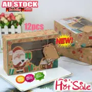 12 PCS Christmas Candy Cookie Boxes Bakery Gift Boxes Cupcake Muffin Cake Box QT
