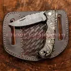 EXQUISITE, CUSTOM MADE HAND FORGED DAMASCUS FOLDING POCKET KNIFE BACK LOCK 0-301