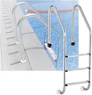 3 Steps Swimming Pool Ladder, Pool Step with Curved Armrest,Easy Climbing Swimming Pool Step for Water Park Hot Spring(Pre-Buried,3-Steps1.2mm)