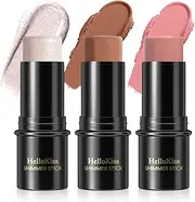 3PCS Contour Highlighter Blush Stick Set – Waterproof Long-Lasting Cream Stick for Cheeks, Lips & Eyes, Long-Lasting & Easy to Apply