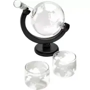Hammer + Axe Whiskey Decanter Set World Globe With Map Glasses Brand New