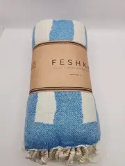 NEW Feshka Sand Free Turkish Beach Towel 37" x 67" Blue Stripes