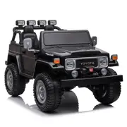 24V Licensed Toyota Land Cruiser FJ40 4WD Ride on Car SUV For Kids With Paretal Remote - Black - POSHO