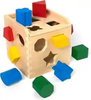 Melissa & Doug Shape Sorting Cube - Classic Wooden Toy with 12 Shapes Classic Ki