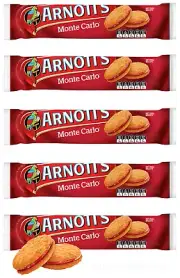 ARNOTT'S - Monte Carlo Jam & Cream Biscuits (Pack Of 5 x 250g Ea) USA