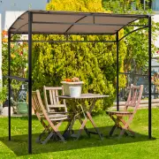 CostwayPatio Barbecue Canopy with Serving Shelf and Storage Hooks for Garden-Coffee
