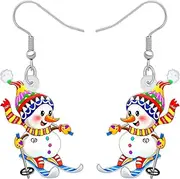 [LONYOO] Cute Christmas Snowman Earrings Dangle Charms Christmas Jewelry for Women Girls Festival Gifts