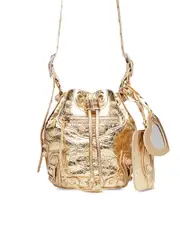 Balenciaga Le Cagole XS Bucket Bag Metallized With Rhinestones in Light Gold