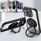Invisible Stand Lens Protector Clear Plating Case for iPhone 16 Pro Max 15 14 13