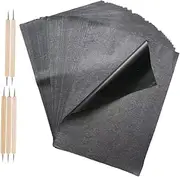 OHPHCALL 55pcs A4 Carbon Transfer Paper Black Copy Paper for Tracing Drawing on Wood Canvas Dual Tip Stylus Pens
