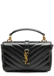 Saint Laurent College Mini Patent Leather Cross-body bag - Black ONE SIZE