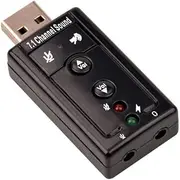 USB 2.0 Sound Card 7.1 3D External Audio Adapter Volume Control Function Keys Microphone Black for Computer Notebook Tablet PC Laptop
