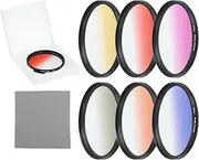 uxcell 77mm Gradual Color Filter Kit, 6 Piece Filters for Camera Lens Accessory Set with Case and Lens Cleaning Cloth for SLR Camera Photography, Orange, Yellow, Blue, Purple, Red, Grey