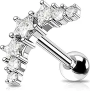 [OUFER] Star Helix Piercing Jewelry, 316L Surgical Steel Forward Helix Cartilage Earrings Studs for Women, 16G Crystal Curved Barbell Lobe Conch Cartilage Tragus Piercing Jewelry-8MM