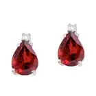 14k White Gold Pear Shaped Garnet and Diamond Earrings