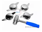 2 Bar Smooth Chrome Knock-Off Spinners & Lead Hammer for Lowrider Wire Wheel