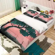 3D Pink Sky Tree 101 Bed Pillowcases Quilt King Size