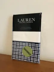 New Ralph Lauren Set Of 2 Nicola Basketweave Standard Pillowcases Navy Cream