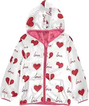 [GuoChe] Big Girls Jackets With Sherpa Lining Valentines Love Red Hearts Doodle Light Jacket Toddler Girl pink Toddler Zip Up