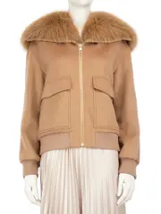 Brown Wool Fox Fur Collar Jacket
