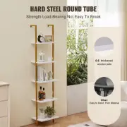 Industrial 5 Tier Wall Mount Shelf Gold White 40x30x178cm Storage Display Unit