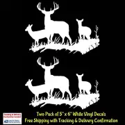 Deer Buck Family Silhouette White Vinyl Decal Car Window Laptop Tablet Notebook